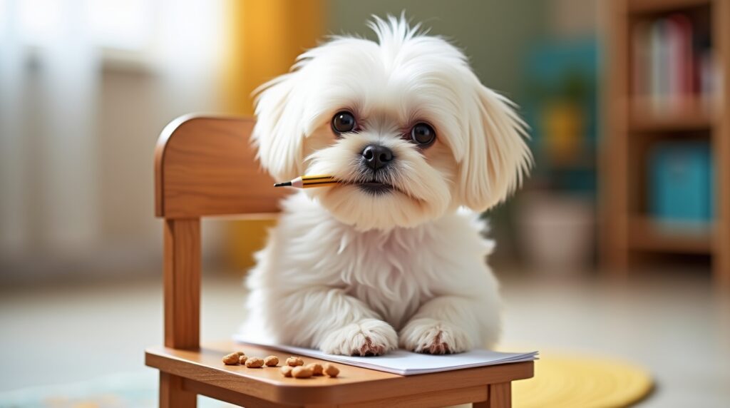 A fluffy white Shih Tzu with tiny paws, adorable, Best Easy to Train Dogs.