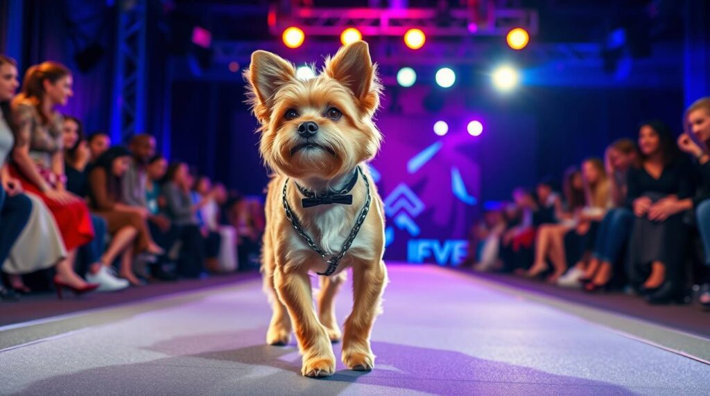 A confident dog model enjoying holistic dog food, showcasing a healthy, shiny coat and energetic demeanor, highlighting the benefits of premium, natural nutrition for dogs.